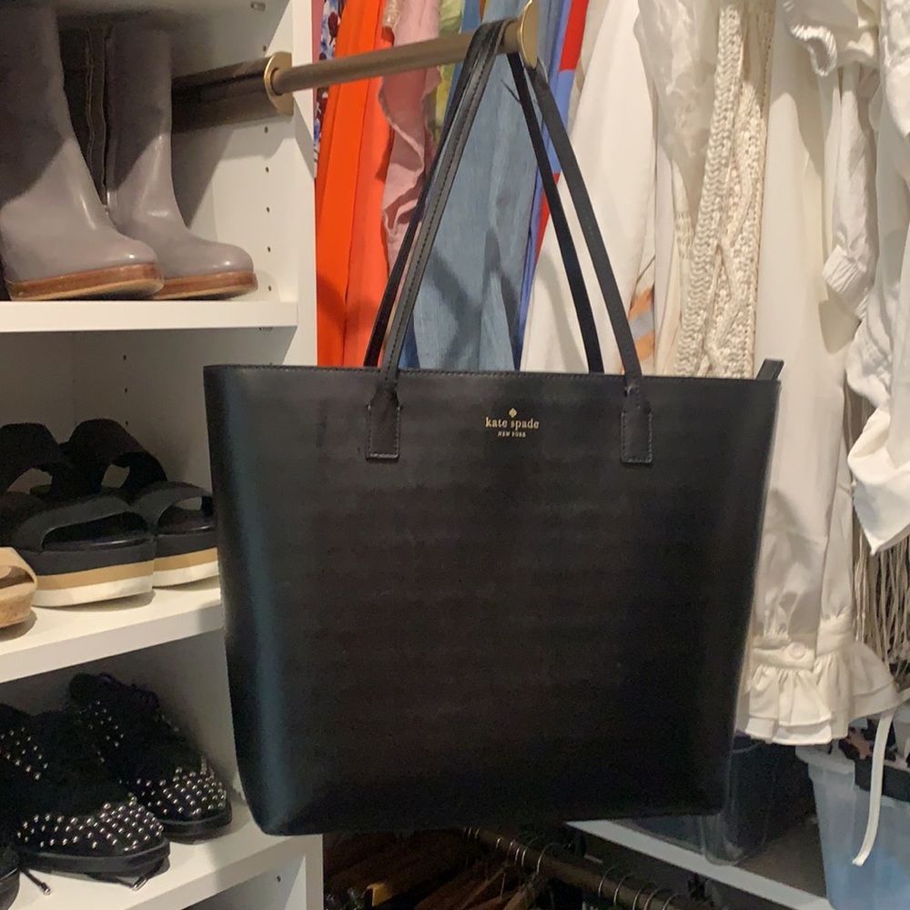 Kate Spade black leather tote bag